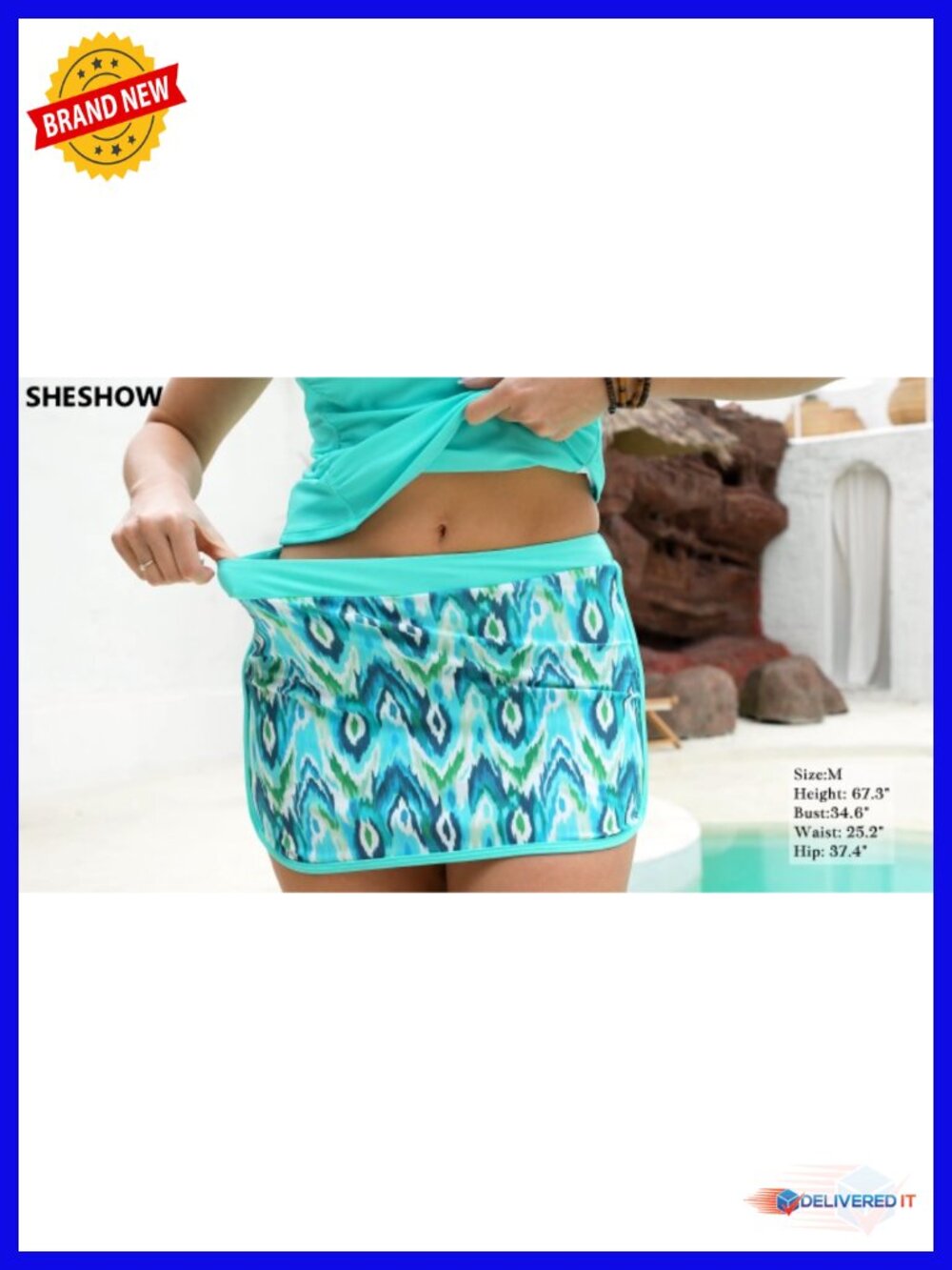 Women's Tankini Swimsuit Tummy Control Color Block with Skirt Athletic Swimwear - Picture 6 of 6